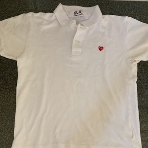 Adult small Comme des garçons white collard tee.
